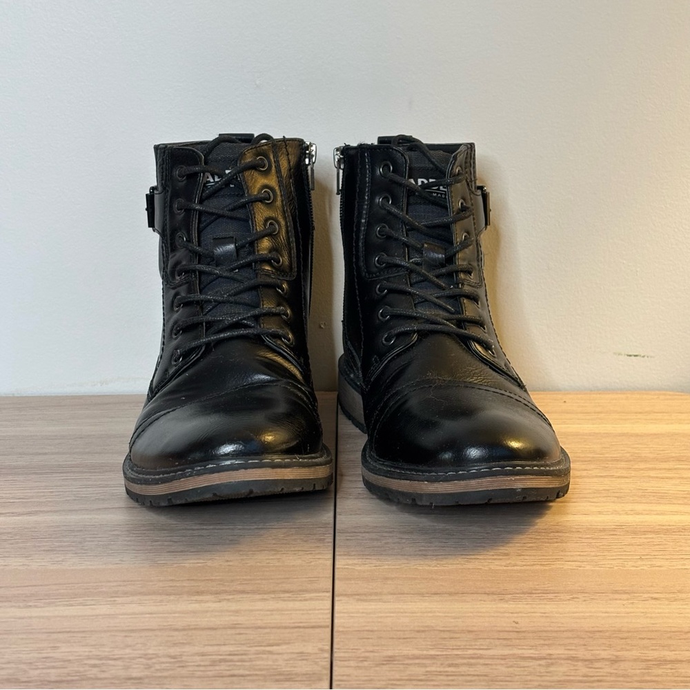 Black Madden Men's Steve Titan Boots 9.5 Cap-Toe Fashion Lace Zip Up Boot - Picture 3 of 9
